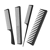 Jaimela 4 Stück Haarkamm Kamm Set, Breiter Zahnkamm, Normale Zahnkamm und Doppelzahnkamm, Antistatischer Karbonkamm, Barbier Haarstyling Salon Männer & Frauen