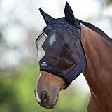 Harrison Howard CareMaster Midge-Proof Fleece Polsterung Pferde Fliegenmaske UV-Schutz mit Ohrenschutz Schwarz Vollblut (M)