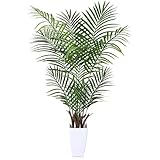 Kazeila Künstliche Pflanzen Groß 120cm Kunstpalme Kunstpflanze mit Weiß Topf Fake Plastikpflanzen für Home Decor Zimmerdeko Schlafzimmer Dekoration(1Pack)