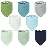 Vicloon 8 Stück Baby Dreieckstuch Lätzchen Halstücher Weiche & Absorbierende Musselin Halstücher Sabberlätzchen mit 2 Verstellbares Druckknopf Lätzchen für Kleinkinder, Unisex, Jungen