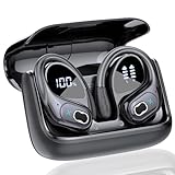 Aptkdoe Bluetooth Kopfhörer Sport, Kopfhörer Kabellos Bluetooth 5.3 mit ENC Mikrofon, 75 Stunden HiFi Stereo Bluetooth Kopfhörer In Ear, IPX7 wasserdichte Ohrhörer mit Ohrhaken für iOS Android, Weiß
