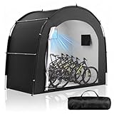 Housolution Fahrradlagerzelt für 5 Fahrräder, Außendurchführbares 210D-Oxford-Dickstoff-PU4000-Wasserdichtes Fahrradcover mit Lüftungsfenster,Fahrradzelt geeignet für Fahrräder,Rasenmäher,Gartengeräte