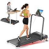 6 IN 1 Laufband für Zuhause mit Neigung bis 9%, Klappbares Laufband mit Intelligentes APP, 12km/h Walking Pad Klappbar, 2.5 PS Walking Pad Schreibtisch mit LED-Anzeige und Fernbedienung