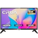 CRUA VIDAA Smart TV,24 Zoll (60 cm) TV,1366x768 HD Fernseher,Power Input 100-240V/LED Fernseher mit HDMI/USB/AV IN/Kompakt und Smart für Ihr Zuhause,Schwarz