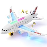 LTFIOON Flugzeug Spielzeug mit LED Licht und Realistischen Startgeräuschen, Bump-and-Go Funktion Automatisches Wendeflugzeug, Jungen und Mädchen ab 3 Jahren
