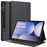 EasyAcc Hülle Book Cover für 12.4 Zoll Samsung Galaxy Tab S10+, Galaxy Tab S9 FE+/ S9 Plus mit S Pen Halter - Dünn Folio Ständer Tablet Schutzhülle, Multi-Winkel Betrachtung, Schwarz