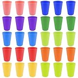 Elsrantor 30 Stück Bunt Plastikbecher Wiederverwendbare, 10 Farben Trinkbecher Kinder, 260ml Becher Plastik, Hartplastik Partybecher, Kunststoffbecher Mehrweg für Küche, Picknick, Partys im Freien