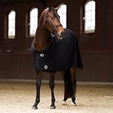 Imperial Riding IRH Fundamental Basic Abschwitzdecke, funktional & atmungsaktiv, schweißabsorbierendes Polar-Fleece Frontverschluss, schnell trocknende Fleecedecke für Pferde, Schwarz, 165