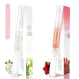 Nagelhautöl-Stift für Nägel, Nagelölstift für Nagelpflege, Nagelhautöl für Nägel mit Nagelfeile, Nagelöl verhindert trockene Risse und hängende Nägel, tiefe Pflege (Rosen- und Jasmin-Geschmack), 2