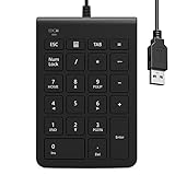 Numpad Kabelgebunden, USB Ziffernblock mit Kabel Dünner Nummernblock mit Multifunktionstasten Numerische Tastatur für Windows, PC, Laptop, Schwarz