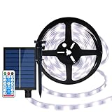 YUANYUYING Solar-LED-Lichtleiste, 10 m, wasserdicht, 240 LEDs, flexibler Lichtschlauch mit Fernbedienung, 8 Modi und Timer, für Treppen, Garten, Pavillon, Pool, Weihnachtsdekoration (Weiß)