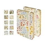 Notizbuch A6 Liniert 2er Set, Florentiner & Provence Serie, Hardcover mit Italienischem Blumenpapier, 80gsm Papier, je 74 Seiten, Goldsprühkante, Mit Rückentasche, 9 x 14 cm（Pfirsichblüte + Tulpe）