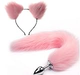 2 teile/satz Rosa Kurze Plüsch Cosplay Ohren Stirnband Anal Butt Expander Plug Schwanz (plug S)