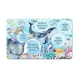 Frühstücksbrettchen „Unterwasserwelt“ mit bestärkenden Sprüchen als Geschenk für Kinder 6 Jahre, 7 Jahre, 8 Jahre, für Mädchen und Jungen