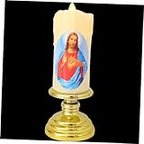 Tofficu LED Flammenlose Religiöse Kerze mit Realistischem Glasdesign Batteriebetrieben Dekorative Lichter für Gebet Heimdekoration Jesus Energiesparend und Sicher