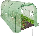 Folientunnel, Gartengewächshaus, 3,5 x 2 m, Folienzelt, Gemüsesaat, 7 m², Foliengewächshaus, Tomatengewächshaus, mit 6 Fenstern, Gartentunnel, Folientunnel, Gewächshaus