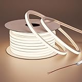 BENLUN 24V Neon LED Streifen Aussenbereich IP67 15M, 3000K Warmweiß LED Strip Outdoor Wasserdicht, LED Band 10W/M für Zimmer Deko Decke Terrasse hof Garten (Produkt ohne Netzteil)