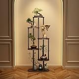 Blumenständer im Retro-Stil, Pflanzenständer aus Holz for den Innenbereich, Hoher Pflanzenständer for Mehrere Pflanzen, Blumentreppe Indoor for Zimmer, Ecke, Balkon, Garten, Terrasse