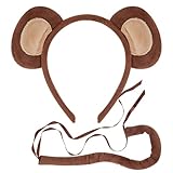 Generisch Monkey Ears and Tail, Parties Animal Cosplay, Fashionable Pet Cosplay, Interactive and Soft, Comfortable Halloween Monkey Costume Set, 21.65 inches, 54g