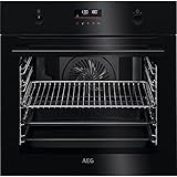 AEG BPE535060B Einbau-Backofen / Pyrolyse Selbstreinigung / Serie 6000 mit Ringheißluft: gleichmäßige Garergebnisse auf 3 Ebenen / Made in Germany / 45 Automatikprogramme / LED-Touchdisplay / Schwarz