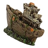 Homoyoyo Aquarium Dekoration Schiffswrack Ornament aus Kunstharz Kleiner Versunkenes Schiff Versteck für Kleinfische Aquarium Zubehör für Fischbecken und Teiche