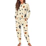 Yoga-Sets für Damen, 2-teilig, trendiger Schlafanzug mit Kordelzug, 2-teiliges Langarm-Pyjama-Set, bequeme Loungewear, trendige, gemütliche Nachtwäsche, Damen-Sets, beige, XXL