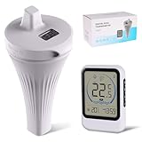 2025 Verbessertes Poolthermometer Digital Funk, IPX7 Wlan Schwimmende Wasserthermometer Mit Indoor Temperatur LCD Monitor für 80m Reichweite,Badethermometer für Eisbad, Pools, Whirlpools, Spas