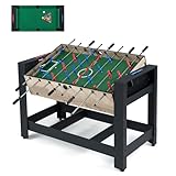 COSTWAY 2 in 1 Multi Spieltisch schwenkbar, Tischkicker mit Tischfußball & Billardtisch, Multifunktionstisch mit 2 Bälle, Queue, Dreieck, Bürste & Kreide, Kickertisch für Kinder, Erwachsene