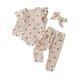 BOTCAM Kleinkind Mädchen Baumwolle Liebe Gedruckt Multi Farbe Langarm Lange Hosen Schleife Weiche Und Bequeme Täglich Tragen Outfits Kinderjogginganzüge Mädchen (WH2, 0-3 Months)
