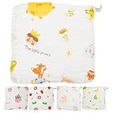 DECHOUS 5 Stück Teiliges Superweichem Hautfreundlichem Baumwoll musselinstoff Atmungsaktiv und Feuchtigkeitsabsorbierend Vielseitige Waschlappen für Neugeborene mit Zufälligen Mustern