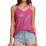 Sexy Tank Top Mit Pailletten Einfarbig Top Shirt Ausschnitt Damen Sexy Top Vorne Kurz Hinten
