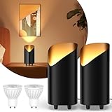 LED Uplight Spot 2 Stück, 7W Bodenstrahler, LED Bodenleuchte zur indirekten Beleuchtung, Standleuchte inklusive GU10 LED Lampe 500LM, Warmes Licht mit 3000 Kelvin, Schwarz