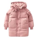 OBiQuzz Steppjacke Mädchen, Daunenjacke Warm Steppmantel Lang Daunenmantel Leichter Winterjacke Mit Reißverschluss Wintermantel Einfarbig Kapuzenjacke Outdoor Casual Mädchenmantel (Gr.100-160)