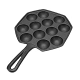 Bonbela Takoyaki-Pfanne, 12 Gitter, Gusseisen-Oktopus-Fleischbällchen-Bratpfanne mit Antihaftbeschichtung Zum Kochen von Omeletts, Pfannkuchen, Burgern, Frühstück