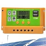 Solarpanel-Laderegler, Solarladeregler, Wechselrichter, 30 A PWM Solarpanel, Steuerung Inverter | Intelligenter Batterieregler mit LCD-Display, Timereinstellung, Dou