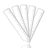 5 Stück Plastik Lineal 15 cm, Transparent Präzision Lineal, Transparentes Messlineal, mit Metrische-Skala, Lineale, Geprägte Zentimeter Einteilung, für Schule, Büro, Haushalt