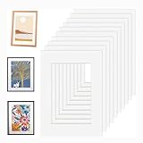 GETRICH 10 Stück Passepartout, Passepartout Karton 14,5x20CM Weiß Paspartou Innen Passepartouts für Bilder Kunstdrucken Fotos Passepartout A4 Außenmaß: 21 x 29,7 cm