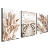 Galmcook Leinwand Bilder mit Rahmen 3er Set – Wandbild 30x40 cm, Natur & Boho Kunstdruck auf Leinwand, Wandbilder Modern für Wohnzimmer, Schlafzimmer oder Flur, mit Haken und ohne Spuren Nägeln