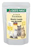 Kiebitz Markt Premium Pouchbeutel Rind & Lamm mit Distelöl Katzenfutter Nassfutter 12x95 g