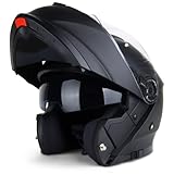 VINZ Santiago Klapphelm mit Sonnenblende | PINLOCK vorbereitet | Motorrad Helm Integralhelm | Motorradhelm Klappbar | In Gr. XS-XL | Schwarz Matt