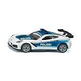 siku 1525, Polizeiauto Chevrolet Corvette ZR1, Polizei-Spielzeug, Metall/Kunststoff, Blau/Weiß, Motorhaube zum Öffnen