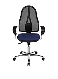 Topstar Open Point SY Deluxe, ergonomischer Syncro-Bandscheiben-Drehstuhl, Bürostuhl, Schreibtischstuhl, inkl. Armlehnen (höhenverstellbar), Stoff, blau