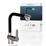 SCHÜTTE 79866 RIO 360° schwenkbare Küchenarmatur, Spültisch Armatur mit hohem Auslauf Küche, Einhebelmischer Einzelspüle Doppelspüle Mischbatterie für die Spüle, Wasserhahn Edelstahloptik/Schwarz