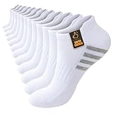 Stoeury Sneaker Socken Herren Damen 43-46 39-42 35-38 47-50, 6 Paar Atmungsaktive kurze Sportsocken Laufsocken, Anti Schweiß Gepolsterte Baumwolle Sneakersocken, Weiß, 43-46