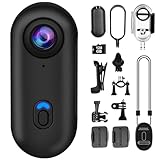 OBEST Mini Action Kamera mit 128GB 360 Action Cam WiFi Bodycam Körperkamera, 1080P Unterwasserkamera 30m Wasserdicht Vlog POV Camera, Magnetisch Motorrad Helmkamera Reiter Sportkamera Zubehö Schwarz