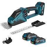 Yofidra Akku Heckenschere & Grasschere, Gartenschere Akku 2x2.0Ah，2-in-1 Strauchschere mit Bürstenloser Motor, Heckenschere Elektrische 90° Verstellbarer Kopf für Garten und Hecken