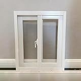 Fenster Weiße Aluminium-Schuppenfenster für Drinnen und Draußen, Spielhaus-Schiebefenster, Wohnmobil-Ersatzfenster, Horizontales Schiebefenster aus Gehärtetem Glas(16x16in/40x40cm)