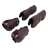 QWUUYEC Pferde Sehnenschoner 4er Set, Verstellbare Front - und Hinterbein Gamaschen, Braunes XL Set - Belastbarer Schutz, Weiches Innenfutter, Ideal für Täglichen Gebrauch (Brown Set l)