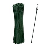 Relaxdays Pflanzenbinder, 200er Set, 23 cm, verstellbare Pflanzenhalter, wiederverwendbar, Befestigung Pflanzen, grün