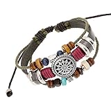 Armbänder Damen Gummizug Wind Armband Mehrschichtige gewebte Vintage Bohemia wulstige Handarmbänder Überlebensarmbänder Für Männer (As shown, One Size)